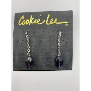 Cookie Lee 2” Dangle/Drop Silver Tone & Purple-NWT